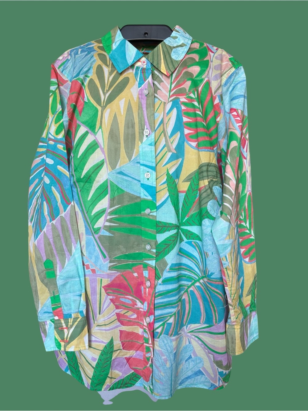 Talbots Plus Vibrant Green Tropical Print Top